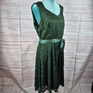 Gardenwed Green Floral Lace Dress Womens Size XL Forest Fairy Romantic Festive